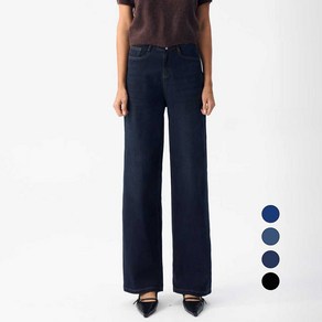 엘블로썸 여성 [숏 기본 롱] 스판 와이드 핏좋은 히든밴드 청바지, 150cm, 다크블루, 32(XL)size