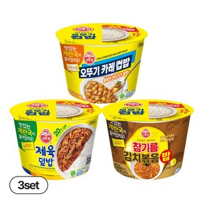 오뚜기 컵밥 제육덮밥 3개+카레 3개+참기름김치볶음밥, 904g, 3세트