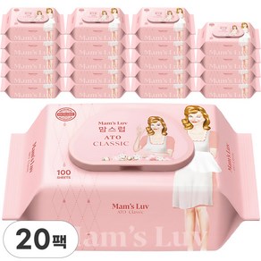 맘스럽 아토클래식 물티슈 독일 더마테스트인증 저자극 소프트 캡형 평량 40g 100매입, 20개