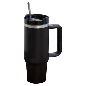 스테인리스 보온 보냉 사무실 차량용 대용량 빨대 텀블러, Black, 887ml, 1개
