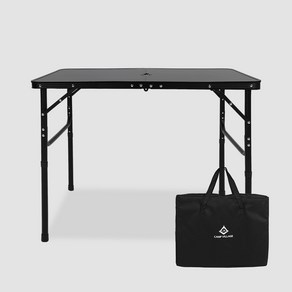접이식 3단 높이조절 폴딩 캠핑 테이블 90x60cm, 블랙