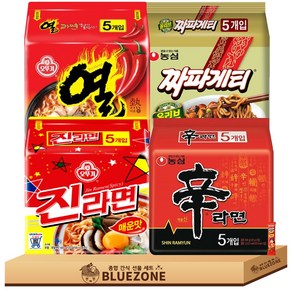 봉지라면 인기 E세트 신라면1 진라면매운맛1 짜파게티1 열라면1 라면스틱1, 1세트
