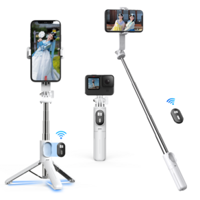 NICESUN 미니 블루투스 휴대폰 삼각대 스마트폰/카메라/고프로 삼각대 셀카봉 71cm P06, 화이트, 1개