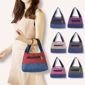 여성 숙녀 핸드백 손 가방 토트백 미니 작은 지퍼 패브릭 천 가벼운 어머님 엄마 선물 캐주얼 마실용 쁘띠