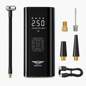 헤누스 타이어에어 휴대용 타이어 공기압 주입기 무선 올인원 공기 주입기 6000mAH