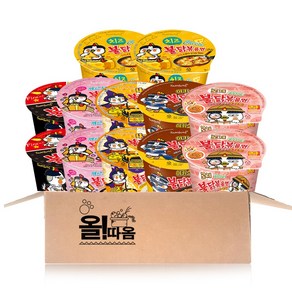 삼양 불닭큰컵 6종 12입 기획세트 (불닭2+치즈불닭2+까르보불닭2+로제불닭2+야키소바2+4가지치즈불닭2), 1박스