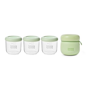 바망바망 이유식용기 전용 보온병 1개 + 이유식용기 3개 세트, 민트, 240ml, 1세트