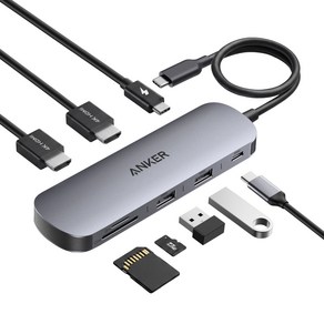 앤커 나노 USB-C 8-in-1 듀얼 디스플레이 허브 A210B, 그레이, 1개