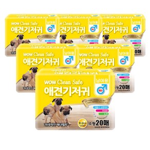 와우 크린세이프 반려견 기저귀 수컷, 소형, 20개입, 6개