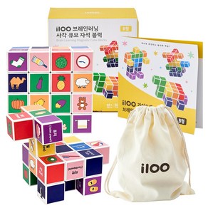 아이백 i100 인지발달 놀면서 배우는 3세대 사각 큐브 자석블럭 [B형] 32pcs+가이드북+파우치세트, 1세트