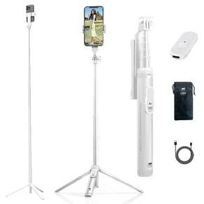 스틸덕 155cm 최고봉 셀카봉 삼각대 올인원 블루투스 C타입 리모컨, 화이트, 1개