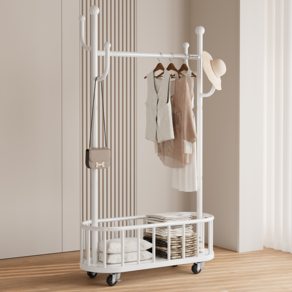 Unihome 선인장형 고급 이동식 행거 미니 트롤리 행거, 60cm 스탠드 행거, 프리미엄 화이트