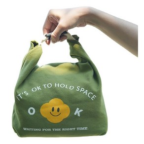 이뿜미뿜 직장인 도시락 가방 보온 보냉백 미니 보냉 런치백, 올리브그린