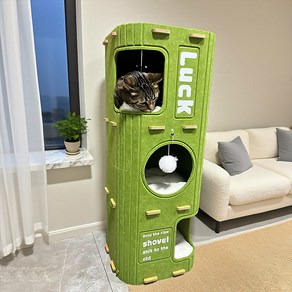 크리에이티브 캣타워 다기능 힐링 스페이스 고양이호텔 귀여운 중형 고양이 집, 1개, 녹색