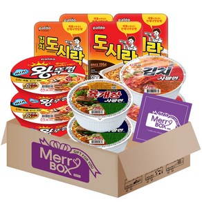 소컵라면 10개 2호(육개장사발면2+김치사발면2+미니왕뚜껑2+팔도도시락2+김치도시락2)+메세지카드, 1박스