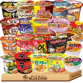 용기라면20종 세트(신라면+새우탕+오짬+튀우+짜파게티+육사발+김사발)+(진매+진순+참깨+스낵+콕콕스파+진짬+열+빅컵누들매콤)+(불닭+까르보+팔도비빔+도시락+김도), 1개