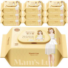 맘스럽 시그니처코튼 물티슈 50g 100매입 더마테스트인증 저자극 소프트 캡형 100매입, 10개