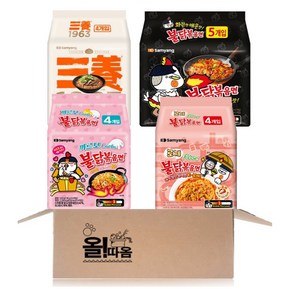 삼양 봉지라면 4종 기획세트 1호(불닭볶음면+까르보불닭볶음면+로제불닭볶음면+삼양라면 1963), 1세트