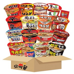 농심 컵라면 큰컵 세트 김치 너구리 새우탕 신라면 오징어짬뽕 육개장 짜파게티 튀김우동 탕비실 간편식, 1박스