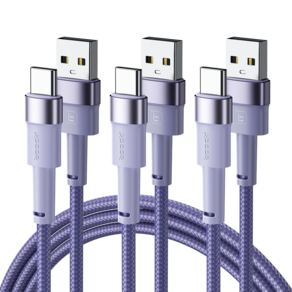 Toocki 마카롱 C타입 3A 고속충전 케이블, 퍼플, 2m, 3개