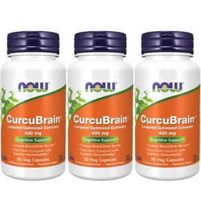 NOW Foods CurcuBrain薑黃素400mg素食膠囊, 50顆, 3罐