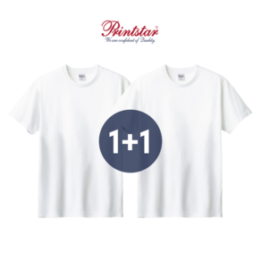 (1+1) 프린트스타 순면 17수 베이직 라운드 무지 반팔 티셔츠 남녀공용