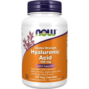 NOW Foods 雙倍玻尿酸素食膠囊 100mg, 120顆, 1罐