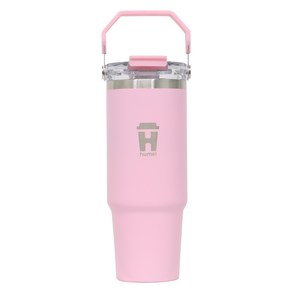 휴대용 트래블 텀블러 대용량 스테인리스 스트로우, 핑크, 887ml, 1개