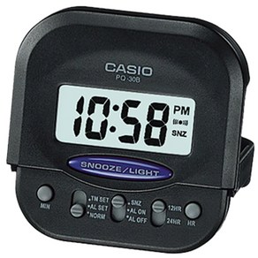 카시오 PQ-30B-1D 탁상시계 알람시계 여행휴대용, 1개