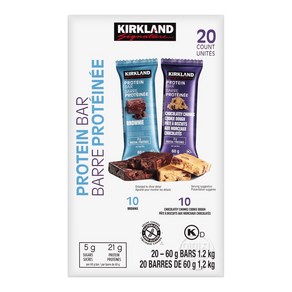 커클랜드시그니춰 프로틴 바 60g 초콜릿 브라우니 + 칩 쿠키 도우 프로틴바, 1.2kg, 1개