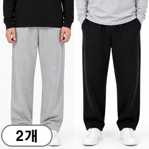 차쿠 1+1(2세트) 남여공용 트레이닝복팬츠 조거팬츠 일자 와이드 추리닝 슬랙스팬츠 작업바지 편의점바지 빅사이즈, 블랙+그레이(일자), 2XL