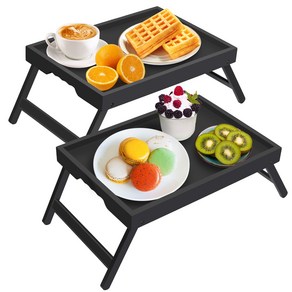 원목침대트레이 미니베드트레이 다기능접이식테이블 좌식원룸책상 노트북책상 태블릿책상, 블랙