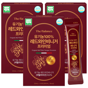 유기농 레드와인 비니거 100% 프리미엄 이탈리아산 더밸런스, 280ml, 3박스