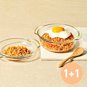글라스락 렌지쿡 볶음밥 덮밥 전자레인지 용기 1.03L, 투명, 2개 - 전자레인지용기