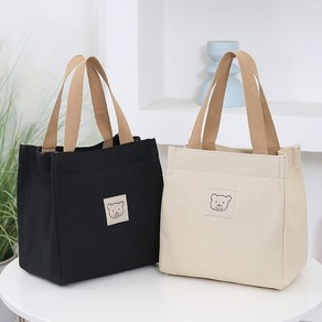 신고메고 곰돌이 사각 캔버스 토트백 UN-6011