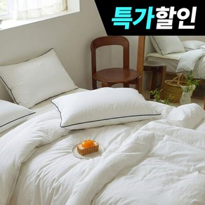 국내제조 띵스룸 블랙라인 100수 순면 항진드기 옥수수솜 호텔 차렵이불 세트, 이불+베개커버 세트, 슈퍼싱글(SS), 블랙라인 화이트, 1개