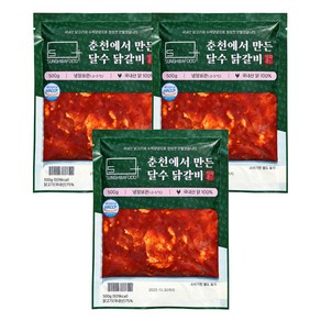 국내산닭 냉장 춘천 닭갈비 당일제조발송 달수 한입 양념닭갈비, 500g, 3개