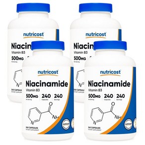 뉴트리코스트 나이아신아마이드 비타민 B3 500mg 캡슐, 240정, 4개
