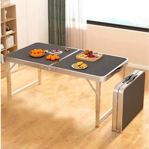domiheat 아웃도어 접이식 캠핑 테이블 100x50cm, 블랙