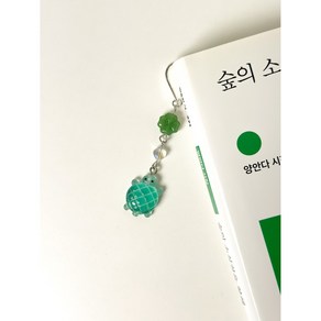 엘에떼 행운 거북이 비즈책갈피 북마크 독서용품 끈갈피, 초록, 1개