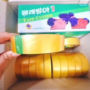 (마치마자) 테이프커터기 + 투명테이프 25mmX45m 15개 세트, 투명, 1개