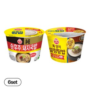 오뚜기 컵밥 특양지설렁탕밥(프리미엄) 320.5g 6개+얼큰순후추돼지국밥 311.5g 6개(총 12개), 3.792kg, 1세트