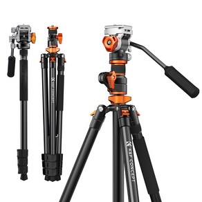 K&F CONCEPT 2.3m 플루이드 헤드 삼각대 비디오 삼각대, T254A7+FH-03, 1개