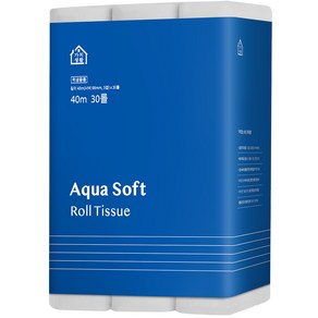 가치생활 아쿠아 소프트 천연펄프 3겹 대용량 화장지, 40m, 30롤, 1개, 30개입
