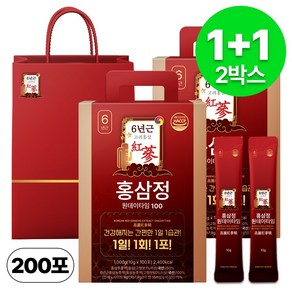 [1+1 특가] 홍삼정 6년근 하루한포 100회분 대용량+쇼핑백, 2개, 1L