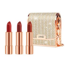 fizz 안지워지는립스틱 무광 립스틱 세트 실버 체인 백 패키지 벨벳 선물 상자 개인 라벨 메이크업 3 가지 색상 개, [01] 3PCS, 1.3PCS, 3.5g