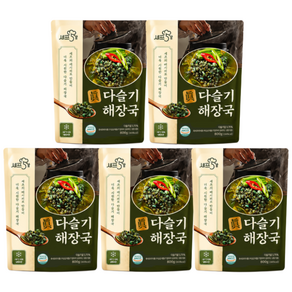 [셰프5가] 진 다슬기해장국 5팩 쫄깃한 다슬기살,부추,아욱 간편식 밀키트, 800g, 5개