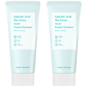 퓨어그라운드 살리실산 더 클린 아크네 폼클렌징 150ml 2개