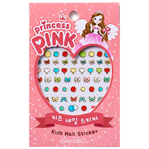 프린세스 핑크의 유아용 손쉬운 키즈 네일 스티커 6장 (일러스트/도형 랜덤구성), 1개, 1개