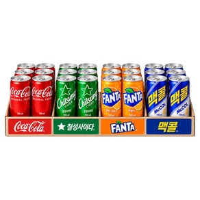 마켓천사 혼합 탄산음료 코카콜라 사이다 환타오렌지 맥콜 미니캔, 190ml, 1박스